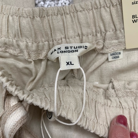 Max Studio London NWT Cream Wide-Leg Linen Trousers - Picture 6 of 15